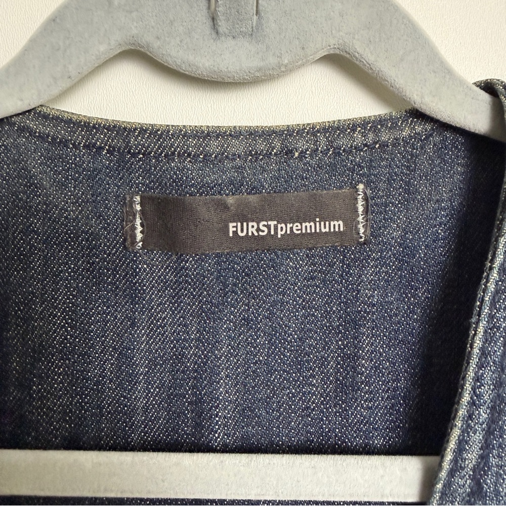 Vintage Y2K Furst Premium Denim Vest Button Front Size 4 Utility Cargo Style - Picture 3 of 11